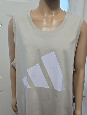 ADIDAS BRAND SIGNATURE MEN'S BIG AND TALL COTTON TAN TANK TOP SIZE 3XL